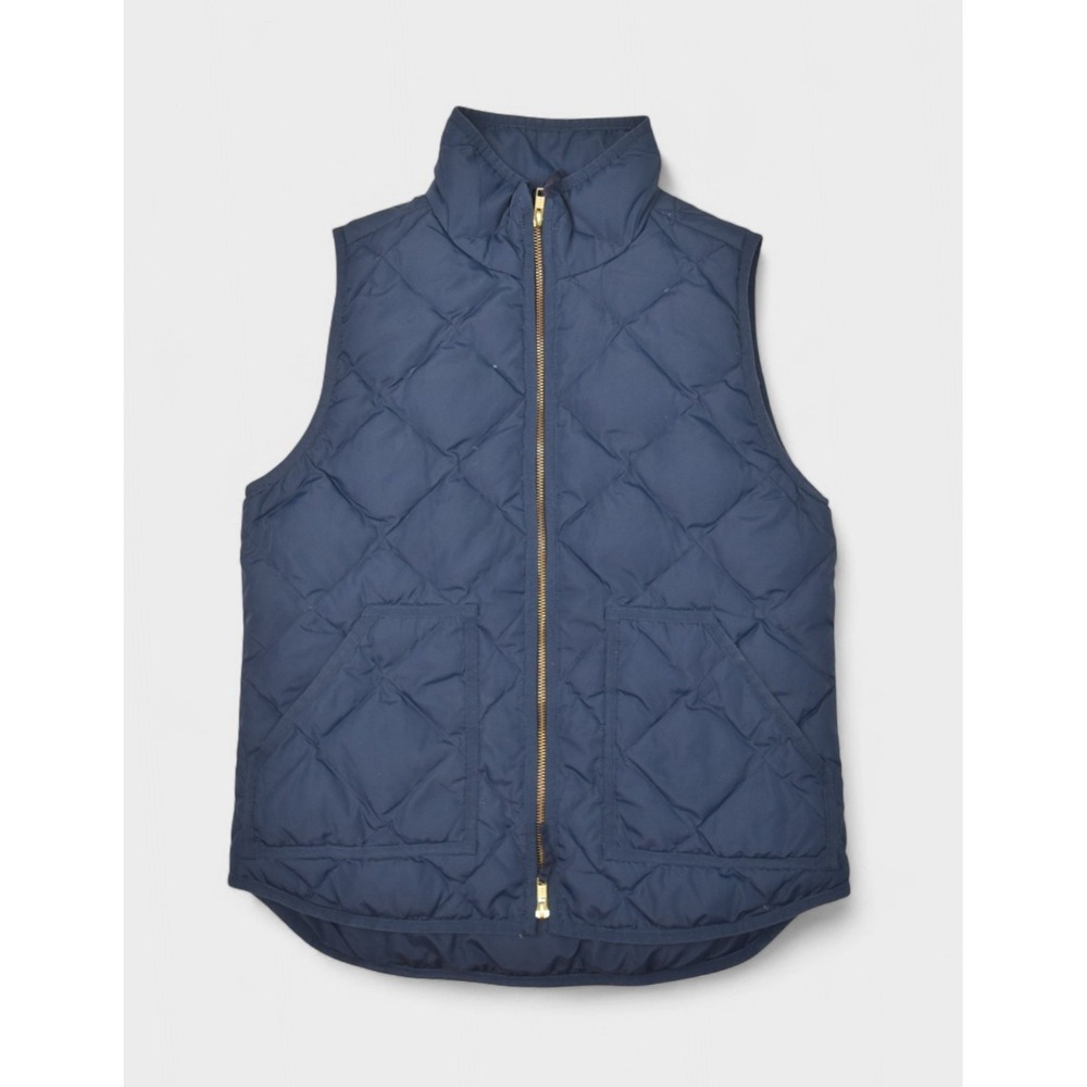 J Crew Jacket Womens Small Blue Vest Quilted Puffer Down Insulated Zip Excursion